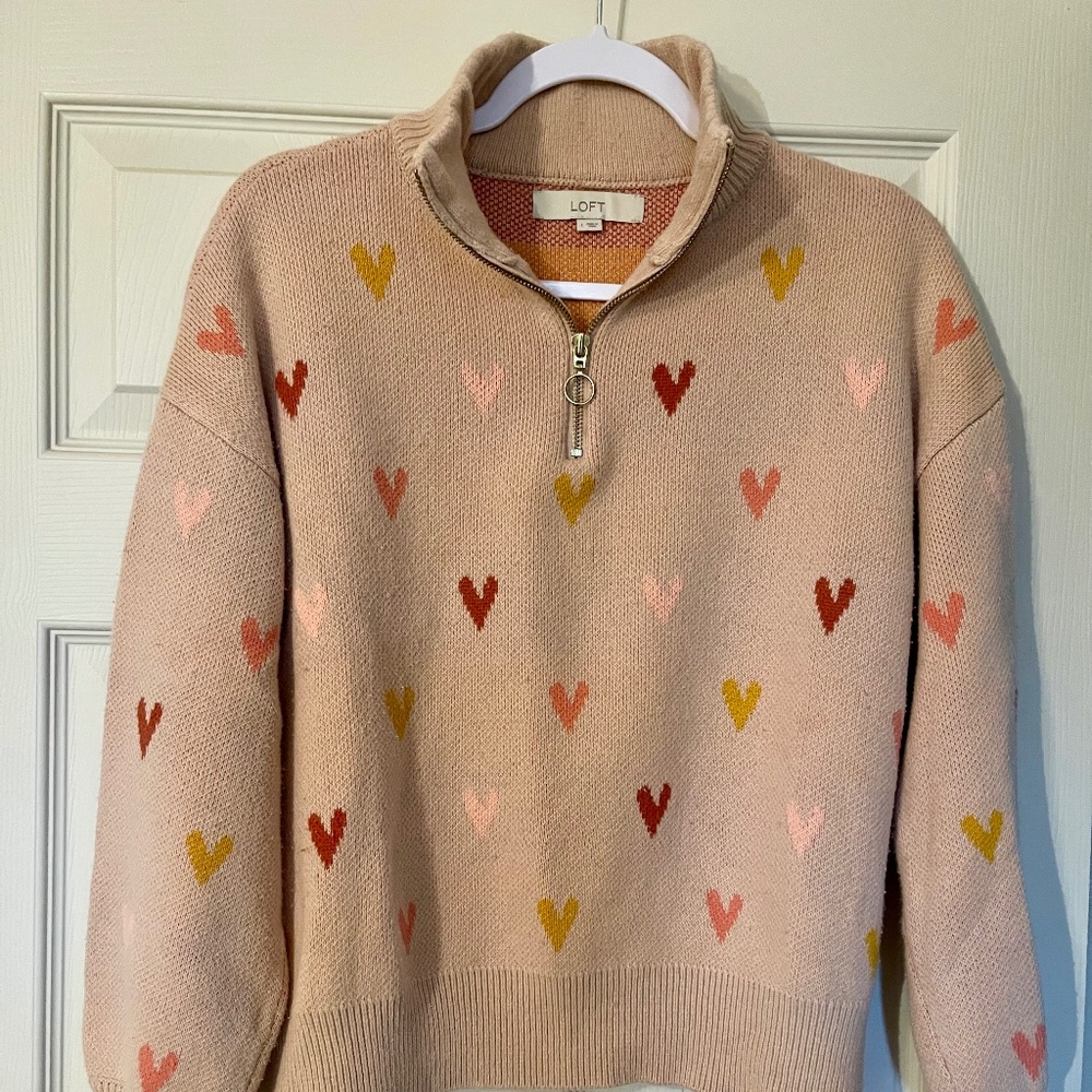 Loft Heart Half-Zip Sweater